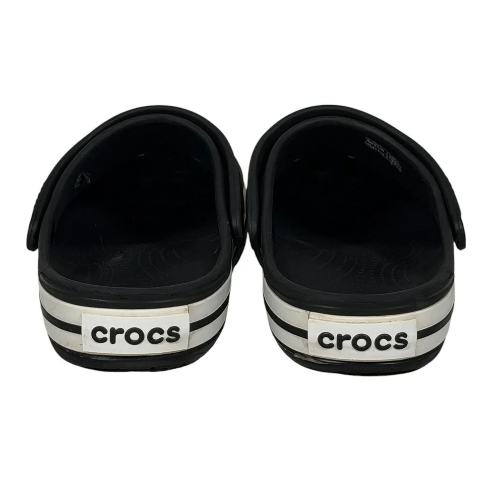 Crocs Crocband Clogs Black White Striped Midsole Mens 7 Womens 9 11016-001